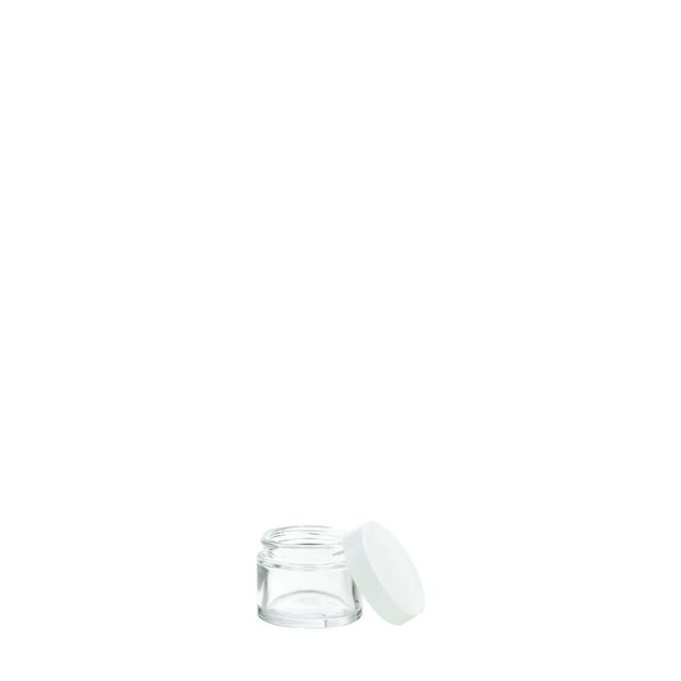 5ml Klarglasdose mit weißem Deckel