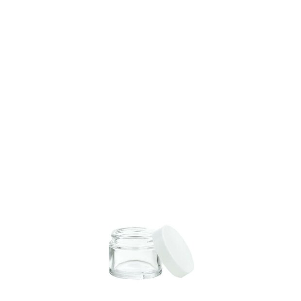 10ml Klarglasdose mit weißem Deckel